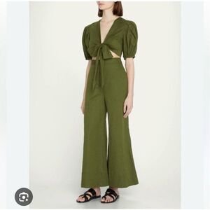 RHODE Penelope Pant Chive Womens Size 4 Green Wide Leg Culotte Linen Lagenlook